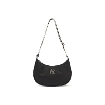 MLB Boston Red Sox Artificial Leather With Nylon Hobo Bag, Shoulder Bag, Handbag Women's Black