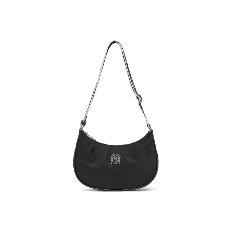 MLB Boston Red Sox Artificial Leather With Nylon Hobo Bag, Shoulder Bag, Handbag Women's Black-0