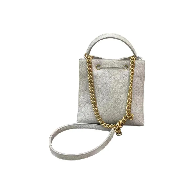 CHANEL Grain Litchi Grain Cow Leather Bucket Bag, Seven X Bag, Handbag, Crossbody Bag Regular Women's Gray-2