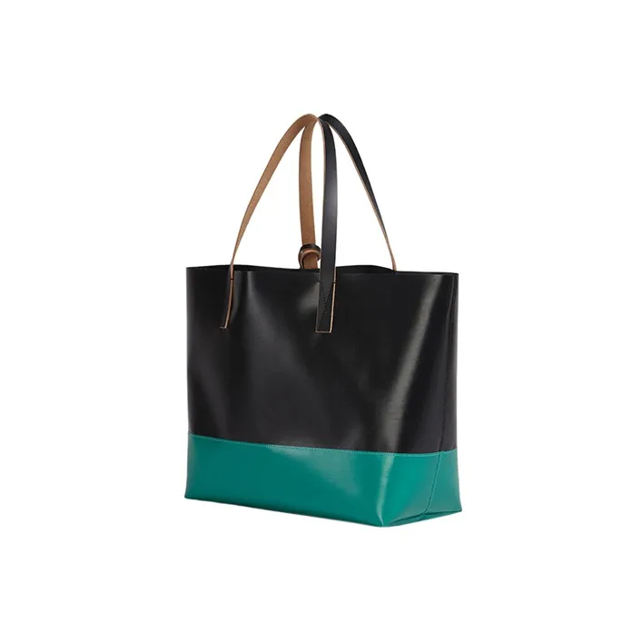 MARNI Tribeca Cowhide With Polyester Tote Bag Shopping Bag Shoulder Bag Handbag Men's Green/Black-2
