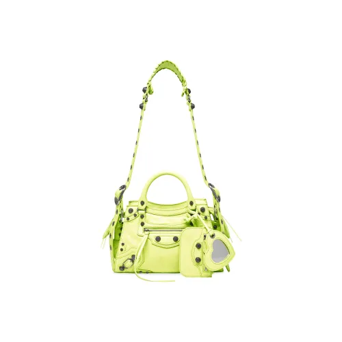 Balenciaga Neo Cagole Sheepskin One Shoulder Handbags Extra Small Women's Yellow
