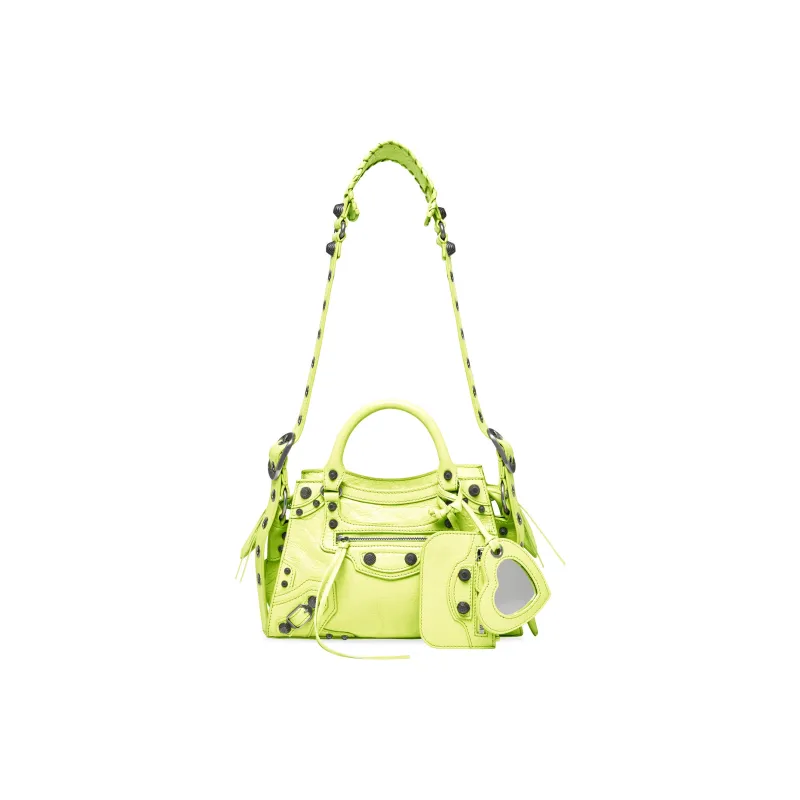 Balenciaga Neo Cagole Sheepskin One Shoulder Handbags Extra Small Women's Yellow-0