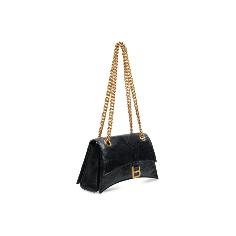 Balenciaga Crush Chain Shoulder Bag Small Black/Aged Gold-2