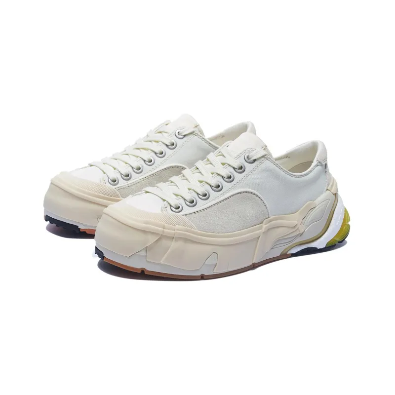 LiNing Wuji Durable Breathable Low Top Skateboard Shoes Women's Cream White-2