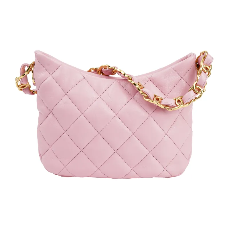 CHANEL Sheepskin With Gold Metal Hobo Bag Shoulder Bag Satchel Shoulder Handbag Regular Women's Pink-2