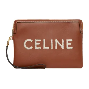 CELINE Smooth Calf Leather Clutch Small Size Women's Brown