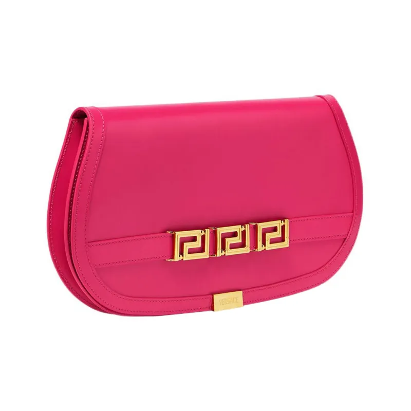 VERSACE Greca Goddess Cow Leather Saddle Bag Clutch Women's Pink-2