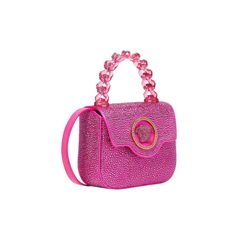VERSACE La Medusa Crystal Decoration Shoulder Bag Crossbody Bag Handbag Mini Women's Rose Red-2