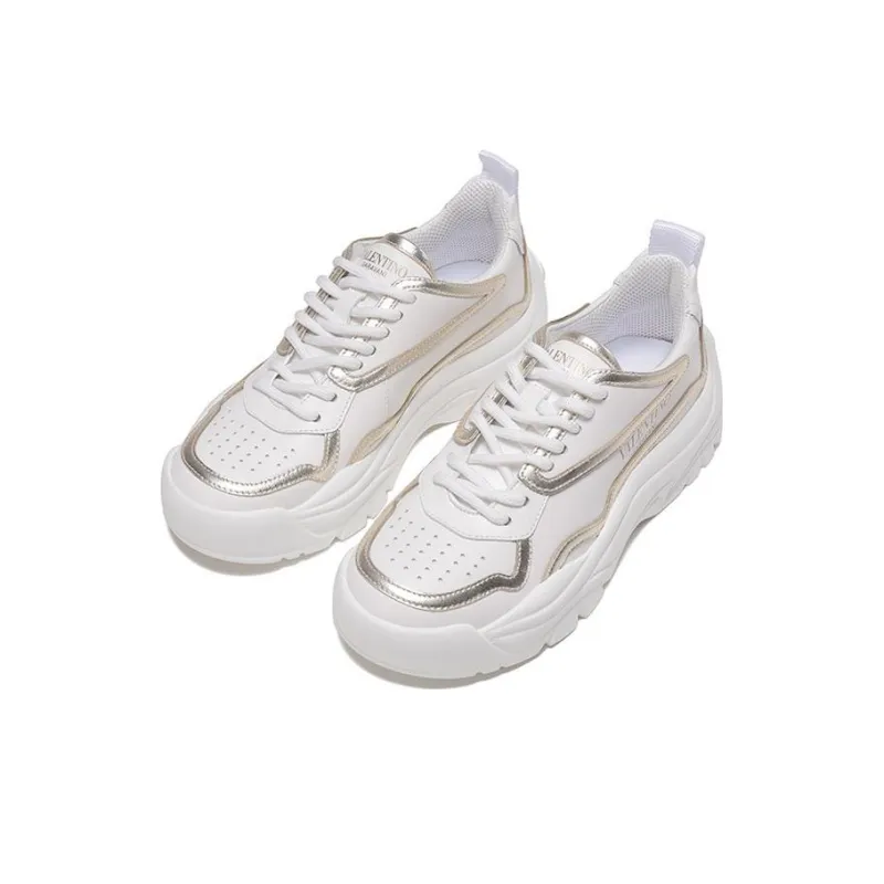 Valentino Breathable Low Top Sports Casual Shoes Women's Silver-2