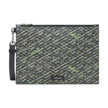 VERSACE Coated Canvas Clutch Regular Men's Green