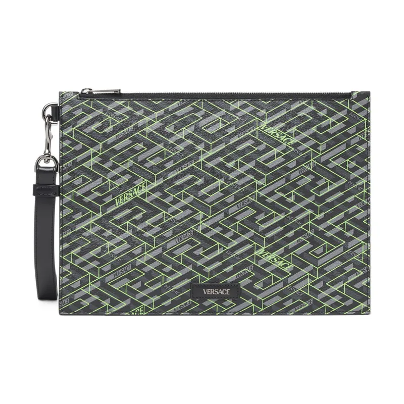 VERSACE Coated Canvas Clutch Regular Men's Green-0