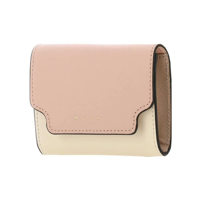 MARNI Calfskin Wallet Women's Pink/Beige-1