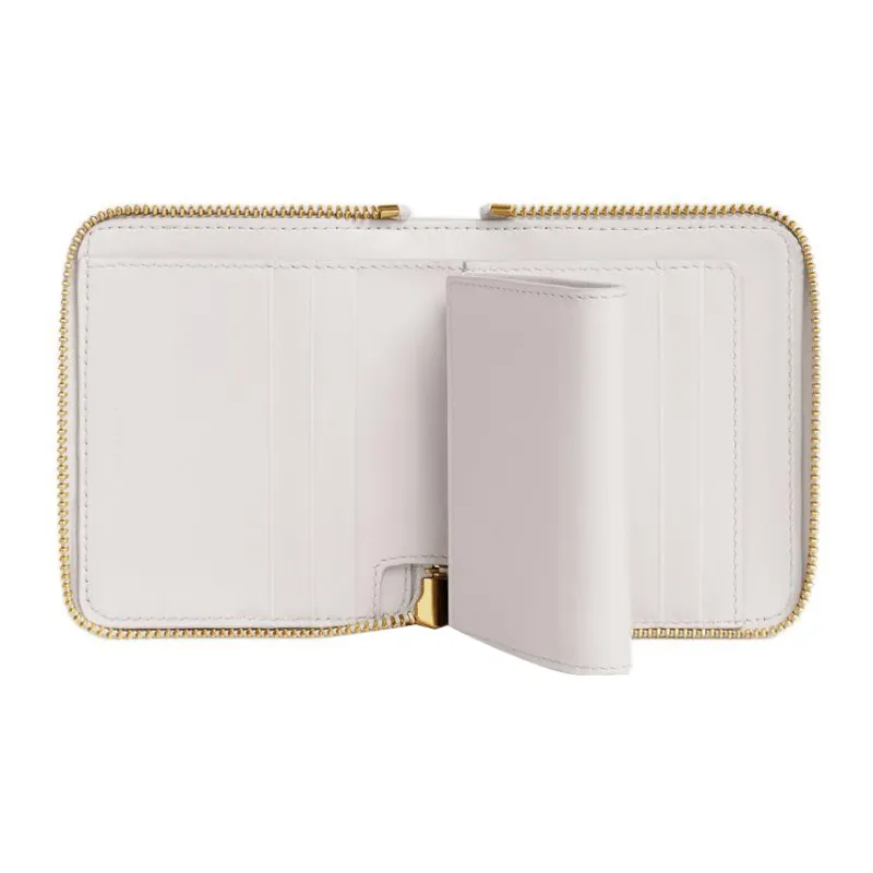 CELINE Grained Calfskin Wallet Small Size Women's White-3