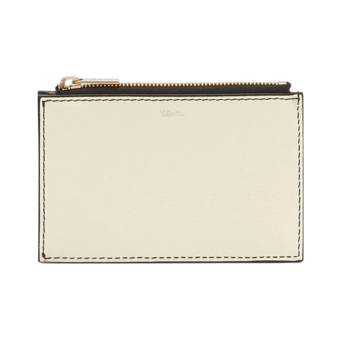 Valextra Calfskin Card Holder, Coin Purse Men's Black/White-0
