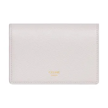 CELINE Grained Calfskin Business Card Holder Card Case Women's White