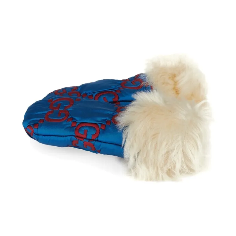 GUCCI Knit Gloves Women's Blue-1