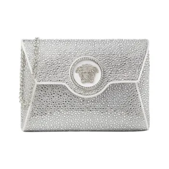 FANSIZHE La Medusa Leather One Shoulder Crossbody Clutch Women's White