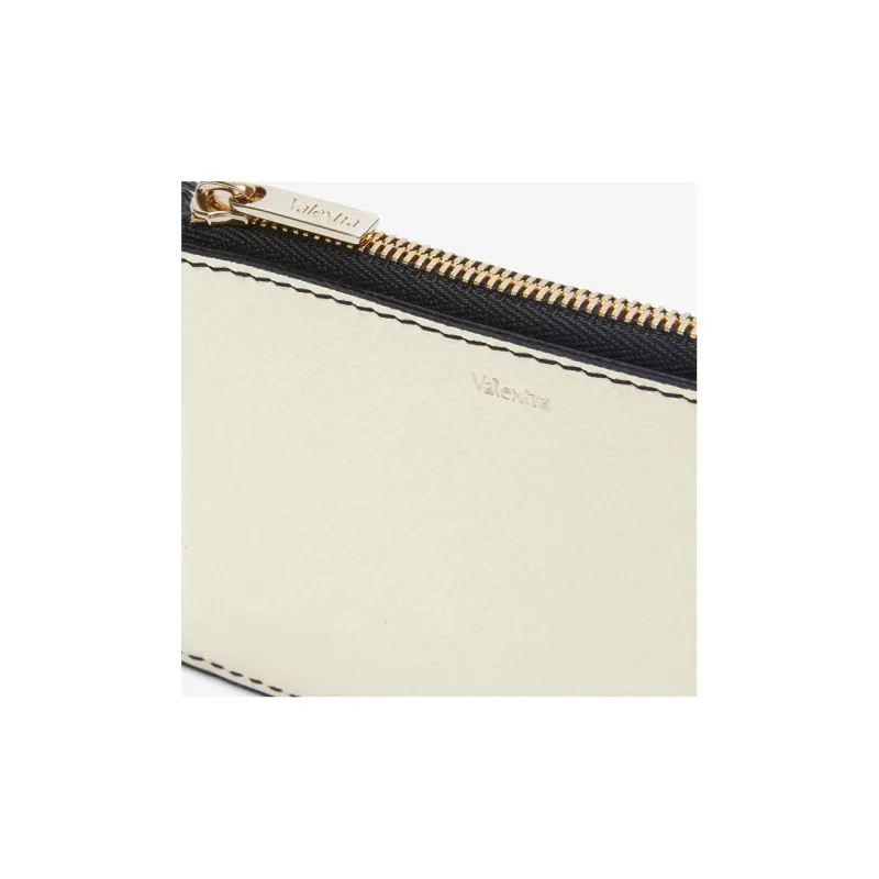 Valextra Calfskin Card Holder, Coin Purse Men's Black/White-3