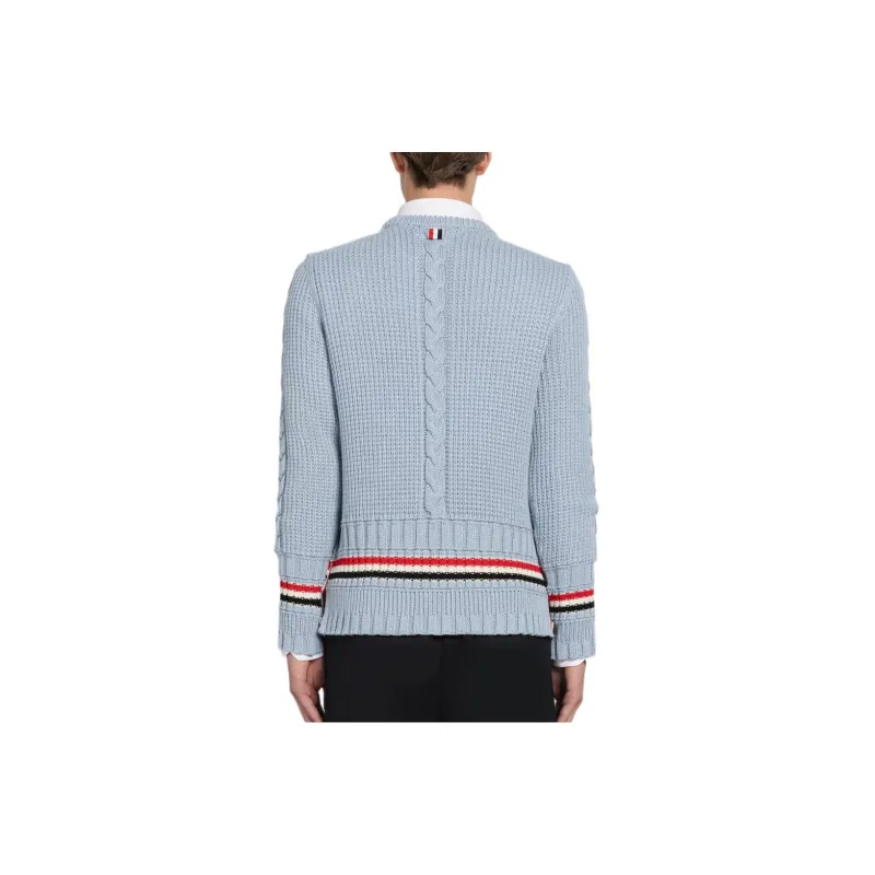 THOM BROWNE RWB-Stripe Cable Knit Jumper-1