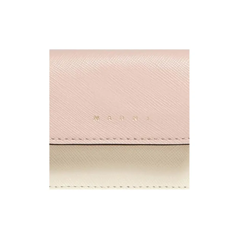 MARNI Saffiano Cow Leather Business Card Holder, Wallet, Card Holder Women's Pink/Beige-4