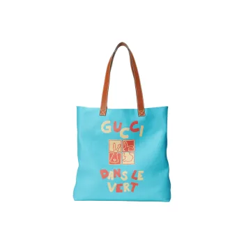 GUCCI Leather Tote Bag Shopping Bag Shoulder Bag Crossbody Bag Handbag Large Size Men's Blue