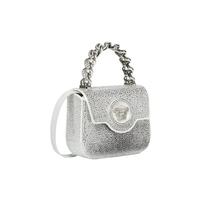 FANSIZHE La Medusa Crystal Shoulder Bag, Crossbody Bag, Handbag Mini Women's Silver-2