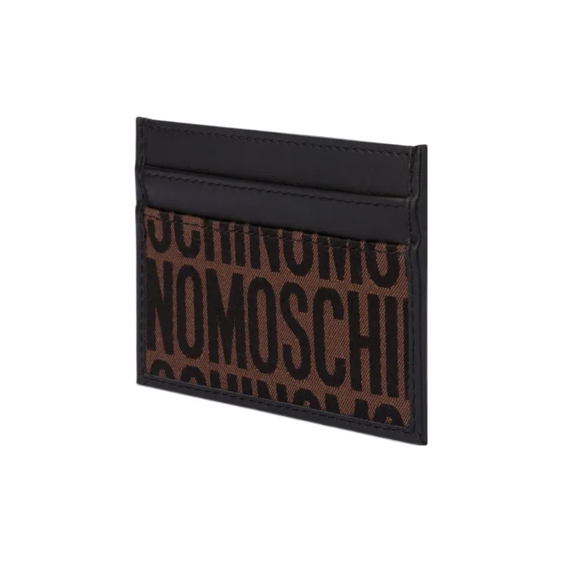 MOSCHINO Calfskin Card Clip Card Holder Men's Black-1
