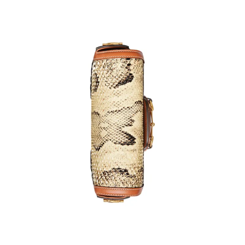 GUCCI Horsebit 1955 Python Skin With Leather Saddle Bag, Crossbody Bag, Shoulder Bag Women's-6