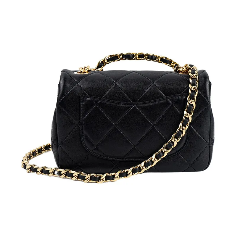 CHANEL 23C Early Spring Sheepskin Shoulder Bag, Crossbody Bag, Handbag Mini Women's Black-2
