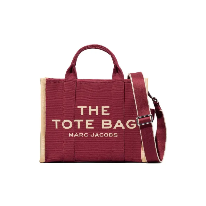 MARC JACOBS Jacquard Fabric Tote Bag Shopping Bag Shoulder Bag Crossbody Bag Handbag Medium Size Women's Wine Red-0