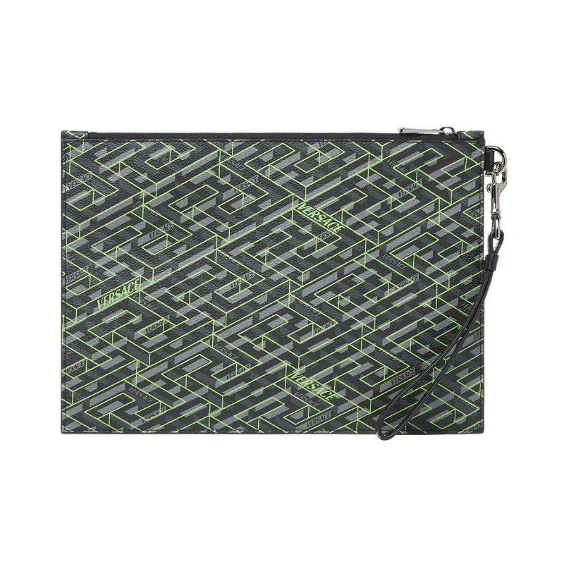 VERSACE Coated Canvas Clutch Regular Men's Green-2