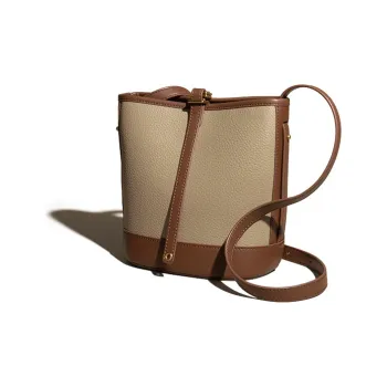 MISS MUSI Cow Leather Bucket Bags Shoulder Bags Medium Size Women's Brown