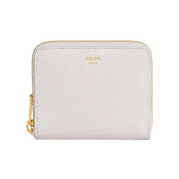 CELINE Grained Calfskin Wallet Small Size Women's White