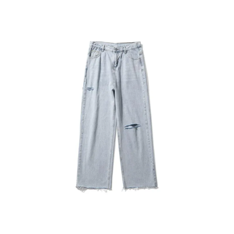FAIRWHALE Jeans Unisex Ripped Denim Blue-1