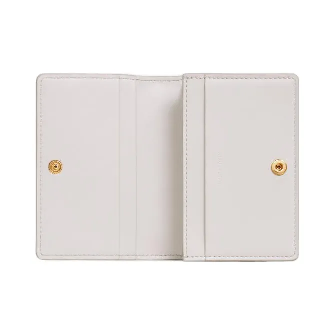 CELINE Grained Calfskin Business Card Holder Card Case Women's White-3