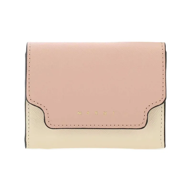 MARNI Calfskin Wallet Women's Pink/Beige-0