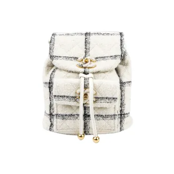 CHANEL 22K Autumn And Winter Woolen Backpack Women's White