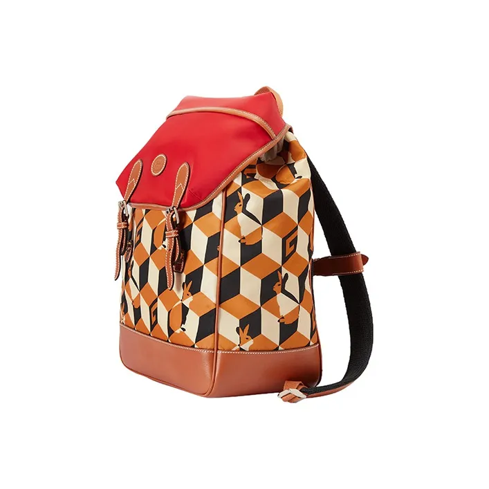 GUCCI Recycled Nylon Backpack Men's Brown/Red-1