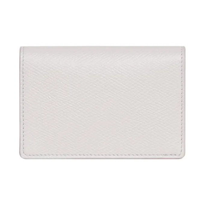 CELINE Grained Calfskin Business Card Holder Card Case Women's White-1