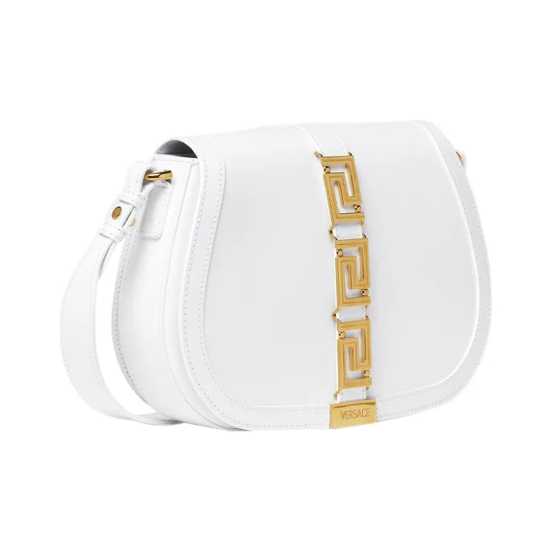 FANSIZHE Greca Goddess Cow Leather Saddle Bag, Crossbody Bag, Shoulder Bag Women's White-2