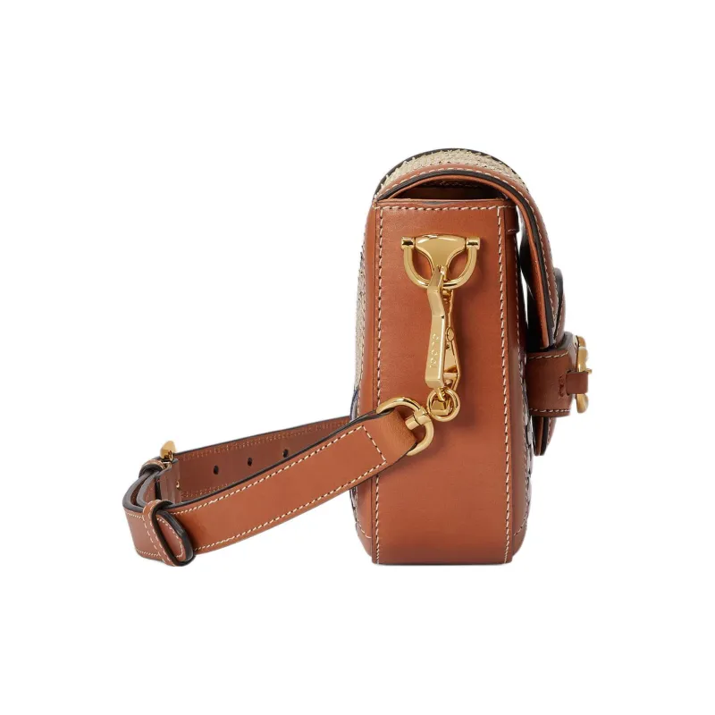 GUCCI Horsebit 1955 Python Skin With Leather Saddle Bag, Crossbody Bag, Shoulder Bag Women's-3