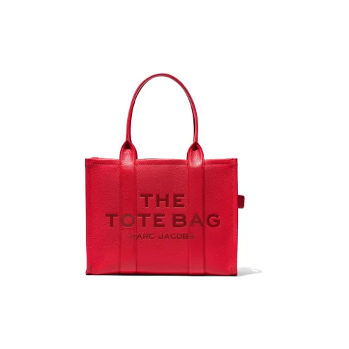 MARC JACOBS Full Grain Leather Tote Bag, Shopping Bag, Shoulder Bag, Handbag Large Size Women's Red