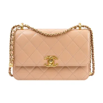 CHANEL Calfskin Mahjong Bag Shoulder Bag Crossbody Bag Small Size Women's Nude Milk Tea Beige