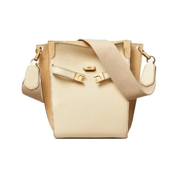 TORY BURCH Leather Bucket Bags Shoulder Bag Crossbody Bag Women's Beige