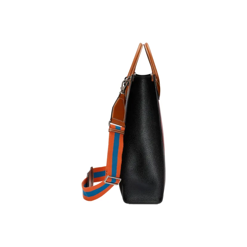 GUCCI Leather Tote Bag Shopping Bag Shoulder Bag Crossbody Bag Handbag Medium Size Men's Black/Red-4