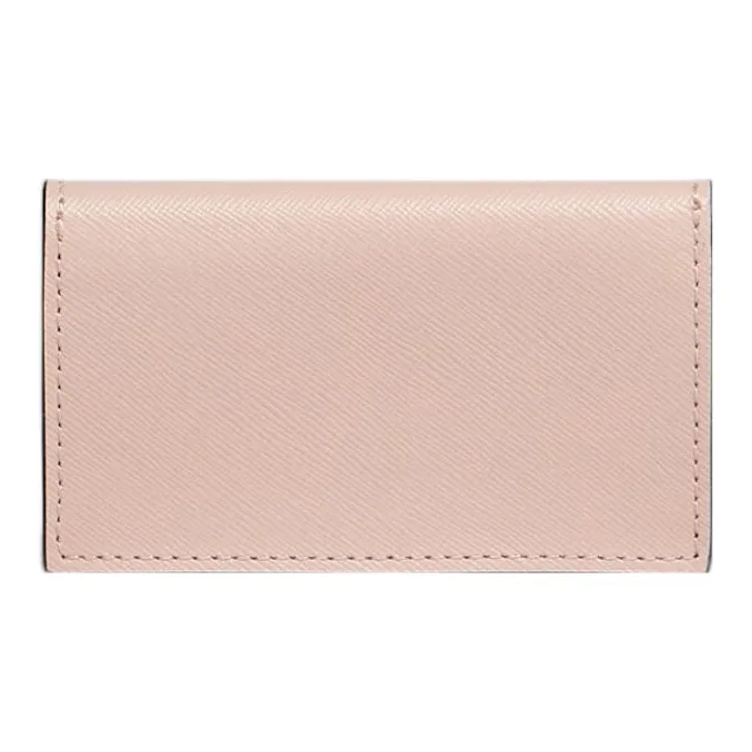 MARNI Saffiano Cow Leather Business Card Holder, Wallet, Card Holder Women's Pink/Beige-2