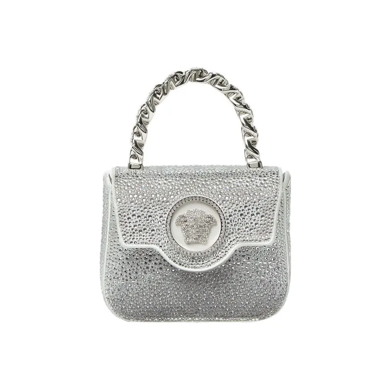 FANSIZHE La Medusa Crystal Shoulder Bag, Crossbody Bag, Handbag Mini Women's Silver-0