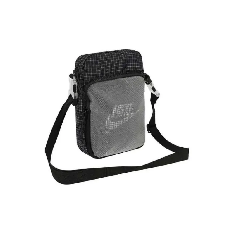 Nike Heritage Polyester, Nylon Crossbody Bag, Shoulder Bag Unisex Black Plaid-2