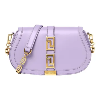 VERSACE Greca Goddess Cow Leather Saddle Bag Portable Crossbody Bag Shoulder Bag Women's Purple