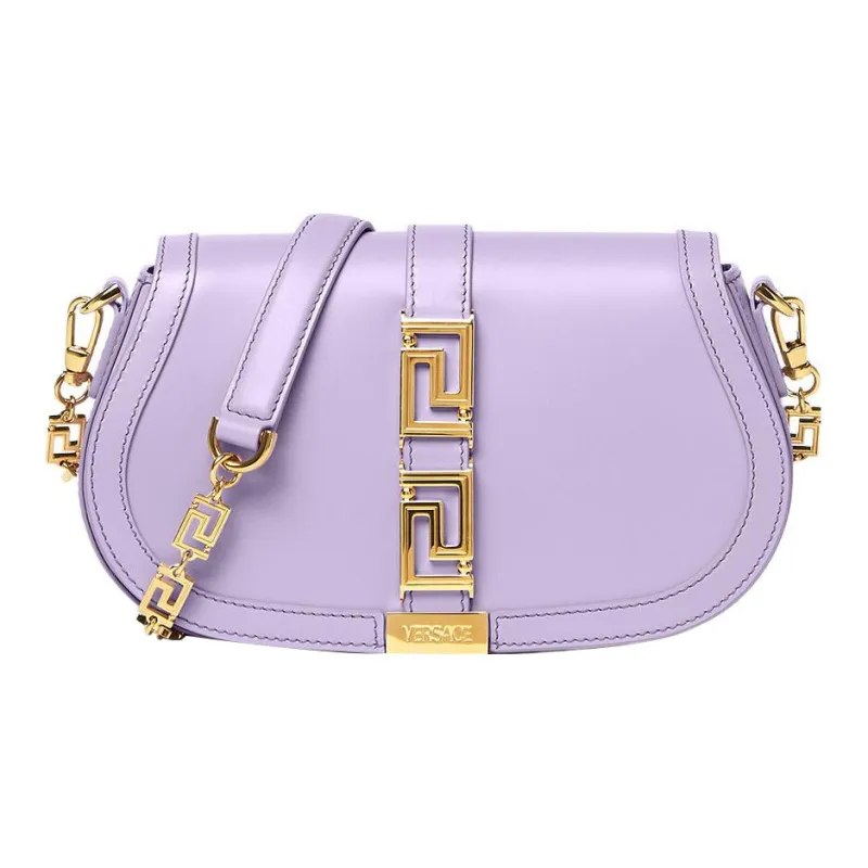 VERSACE Greca Goddess Cow Leather Saddle Bag Portable Crossbody Bag Shoulder Bag Women's Purple-0